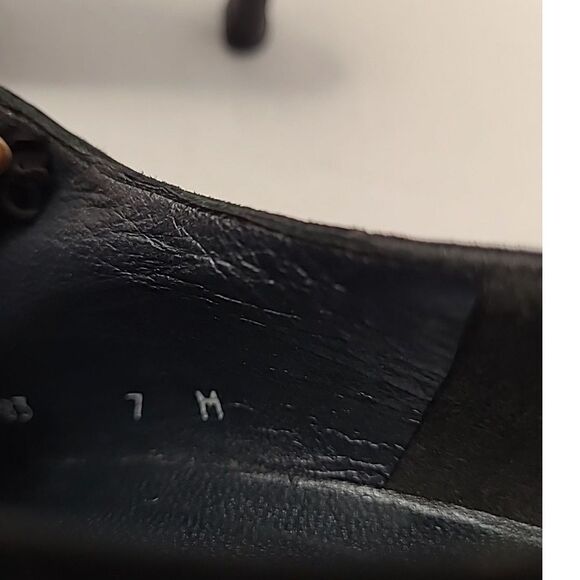 Stuart Weitzman Shoes Womens Size 7M Black Suede Leather Lace Up Oxford Heels - Picture 9 of 9